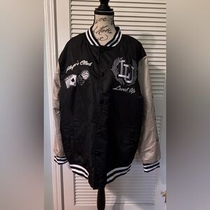 Rue21 Black and Gray Varsity Bomber Jacket